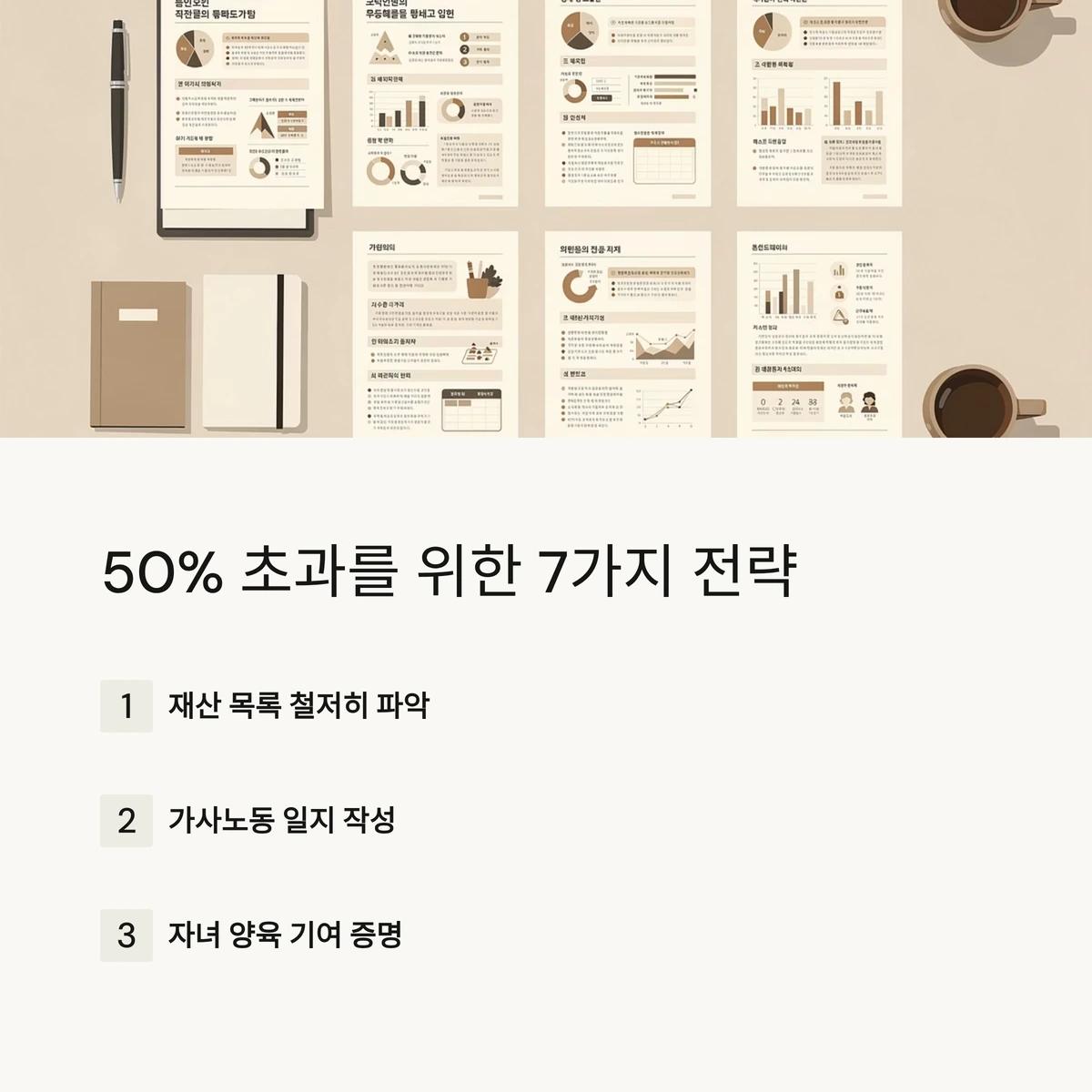 이혼 재산분할 50% 초과 전략 인포그래픽