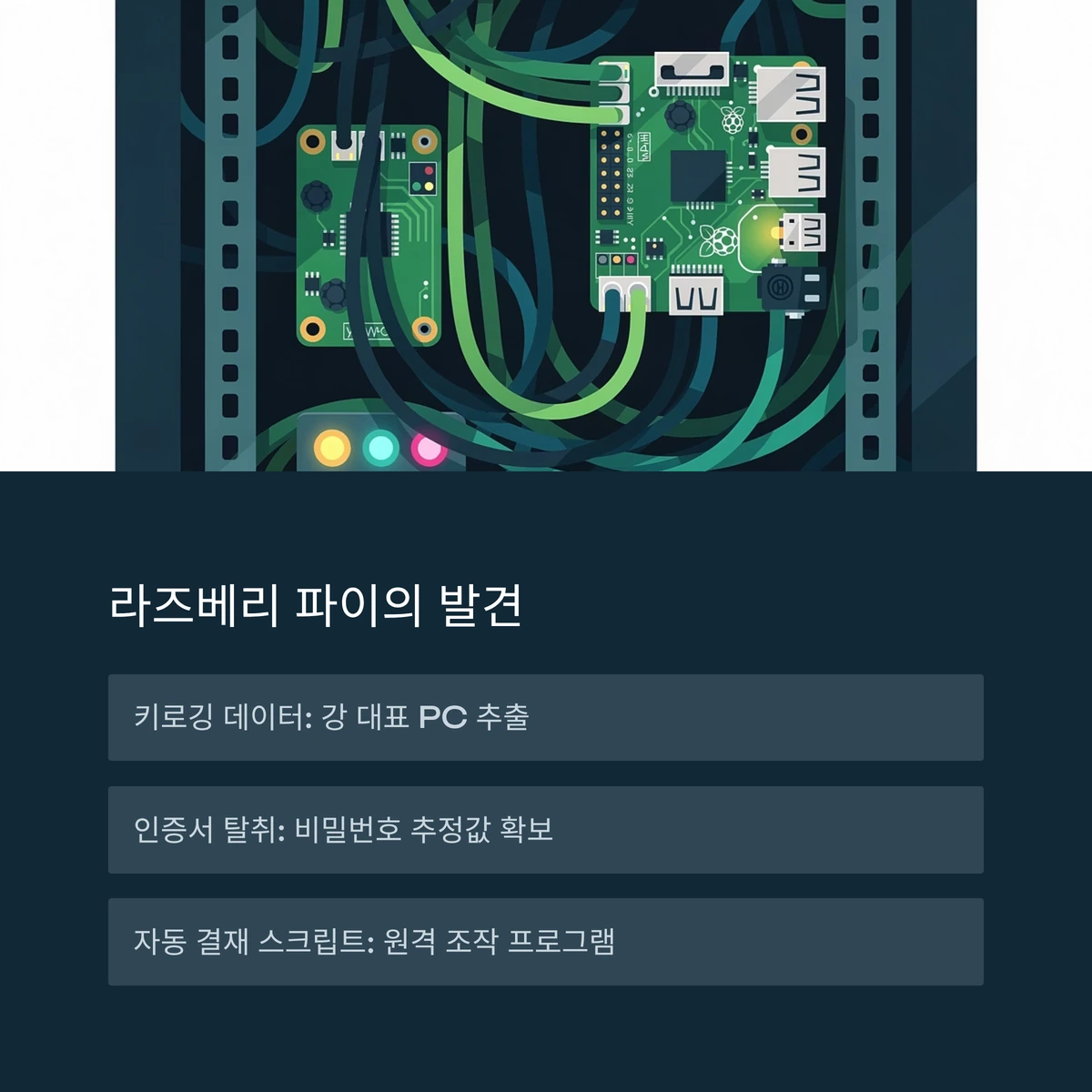 서버실 서버 랙 뒤쪽에 교묘하게 숨겨진 초소형 미니 PC 장치